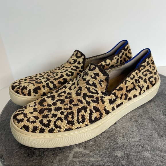 Rothys Leopard Print Slip On Shoes Sneakers Loafers 8 - Picture 1 of 12